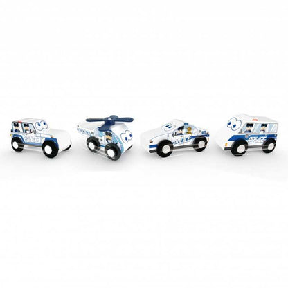 Hape POLICE SQUAD SET ferrovia TRENINO treno J'ADORE in legno GIOCO età 1+