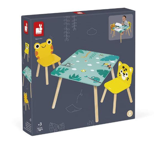 Janod  Tropik - Set Tavolo E Sedie In Legno Tropical