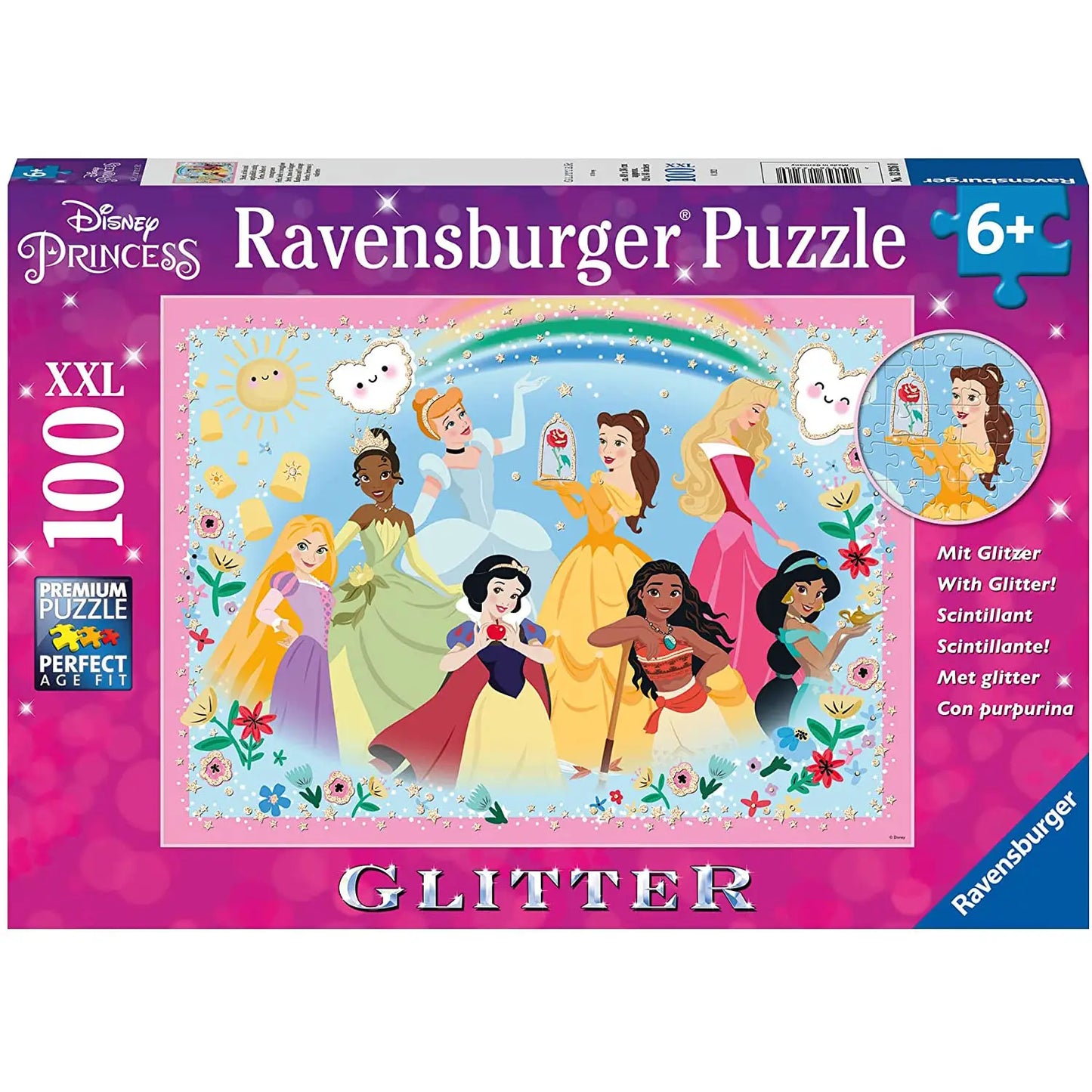 Ravensburger Puzzle Disney Princess - Glitter 6+ 100 PEZZI