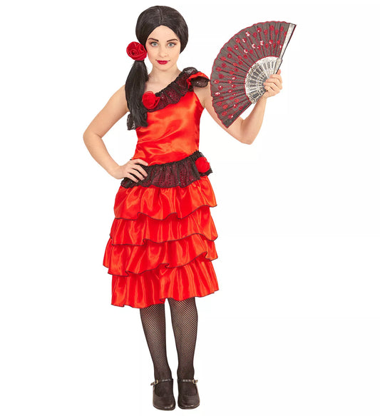 COSTUME SENORITA (vestito, fermacapelli con fiore) 116 cm / 4-5 anni