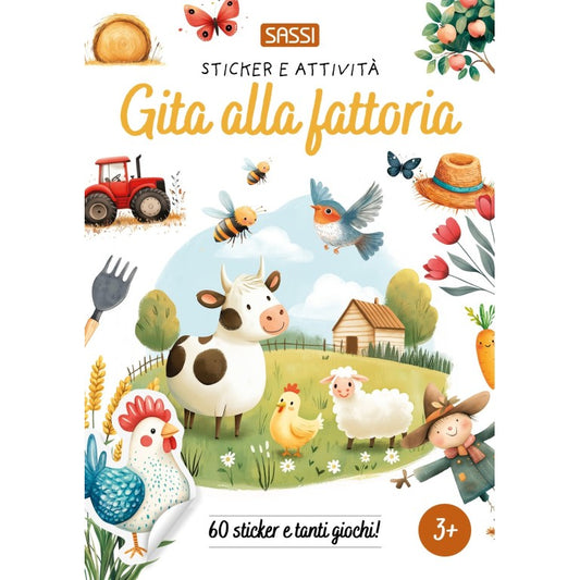 Copertina del libro Sassi Sticker e Attività - Gita alla Fattoria - Sassi Junior
