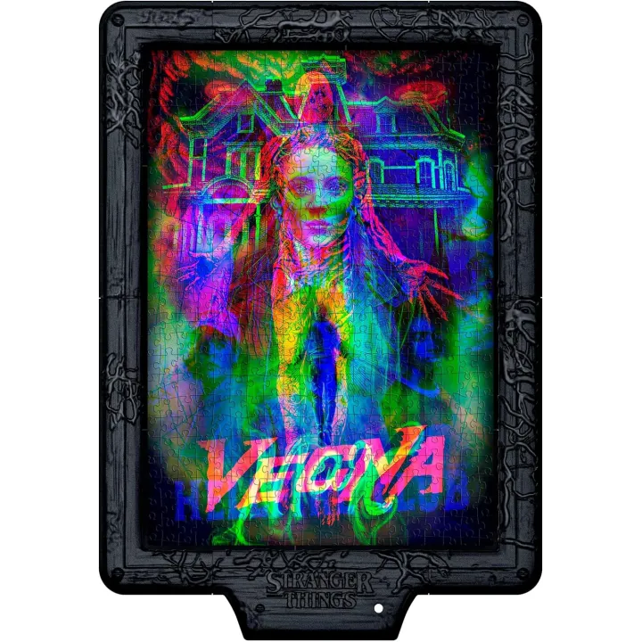 Stranger Things Vecna’s Curse – Puzzle LED 520 Pezzi Metamorphic Art Collection, Quadro Interattivo 49x36 cm Clementoni