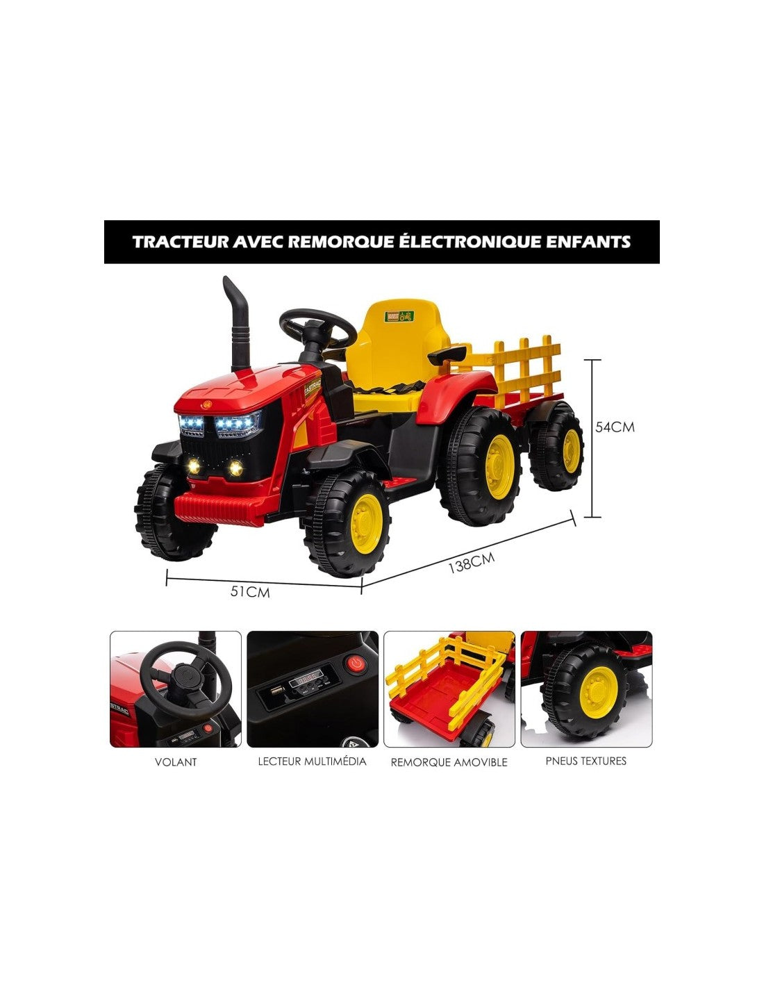 Maxi Trattore Elettrico 12v con rimorchio elettrico