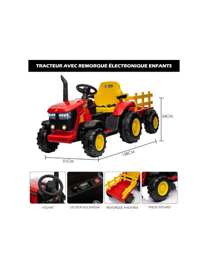Maxi Trattore Elettrico 12v con rimorchio elettrico