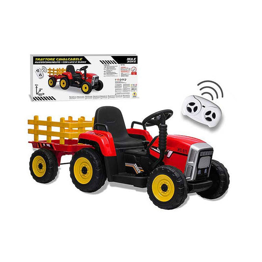 Trattore Elettrico Per Bambini Con Luci E Suoni 12V ROSSO RADIOCOMANDATO