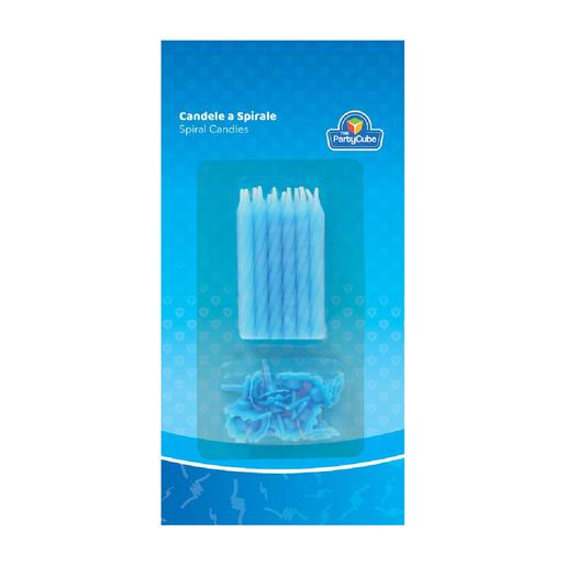 Candeline Azzurre a Spirale 6 cm - 12 Pezzi