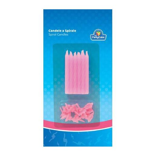 Candeline Rosa a Spirale 6 cm - 12 Pezzi