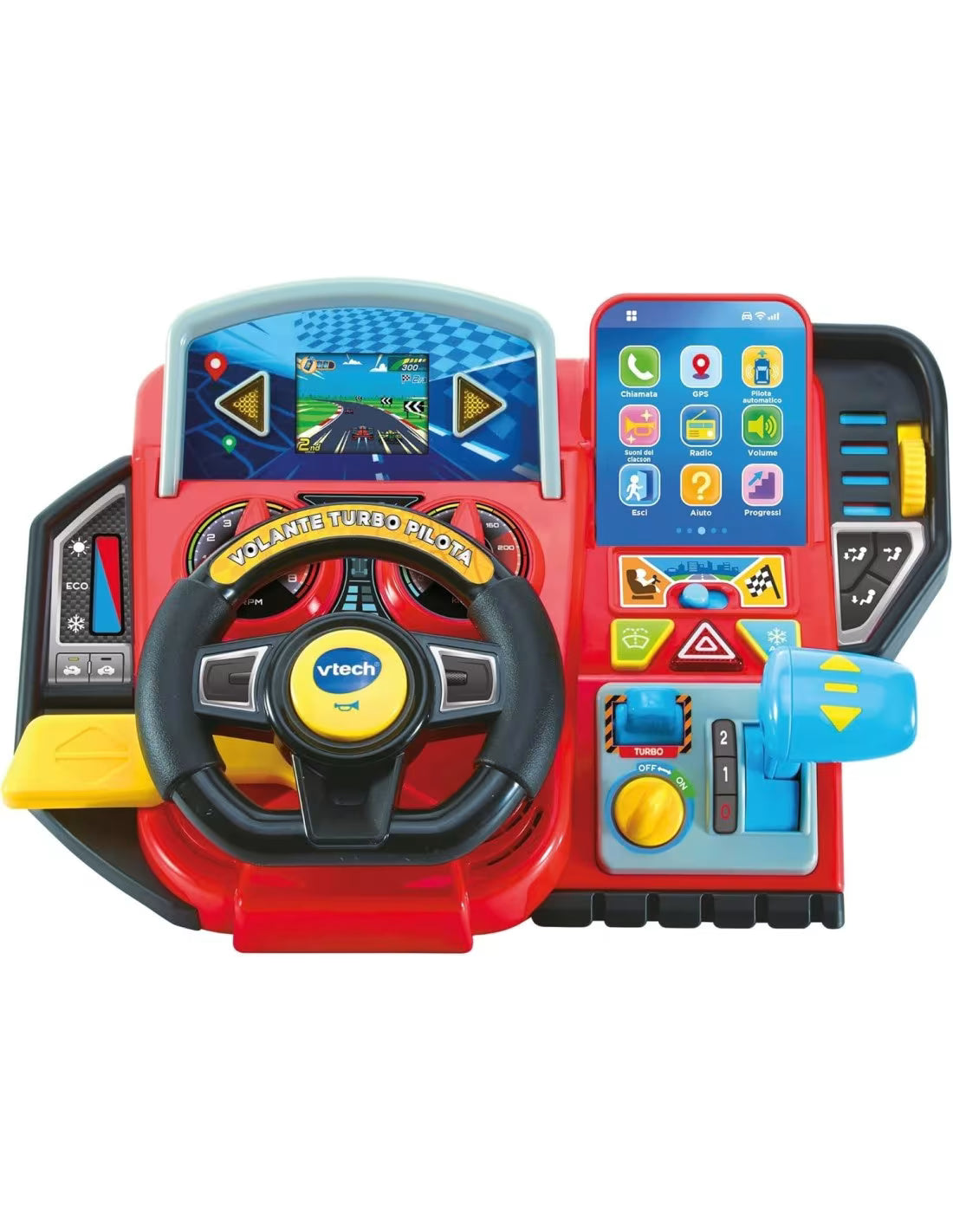 VOLANTE TURBO PILOTA, CRUSCOTTO INTERATTIVO, 20 GIOCHI EDUCATIVI, 9 CIRCUITI, SCHERMO LCD, 3-8 ANNI