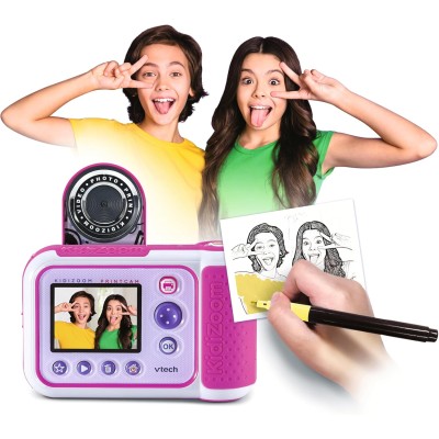 VTech 549159 Kidizoom Printcam Rosa Macchina Fotografica Istantanea con 40+ Effetti Speciali Carta Termica 5MP