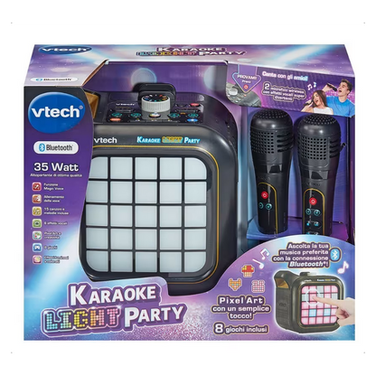 VTech 581707 Karaoke Light Party Microfono con Altoparlante Connessione Bluetooth e Effetti Sonori e 25 Tasti per Pixel Art