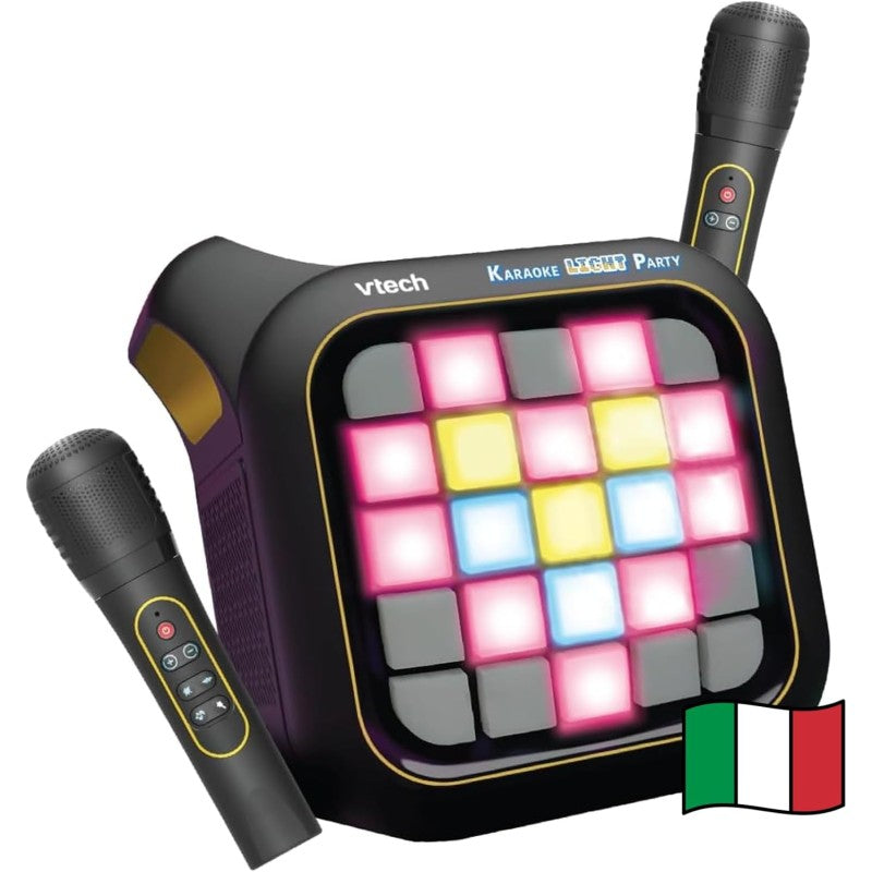VTech 581707 Karaoke Light Party Microfono con Altoparlante Connessione Bluetooth e Effetti Sonori e 25 Tasti per Pixel Art