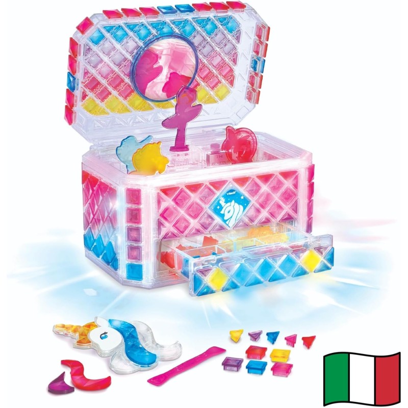 VTech 584807 Mosaic Magic Lights Scrigno Portagioie Luminoso Personalizzabile con Tessere Mosaico 4 Statuine e Melodie