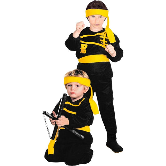 COSTUME NINJA (casacca, pantaloni, cintura, fascia per testa) 110 cm / 3-4 anni