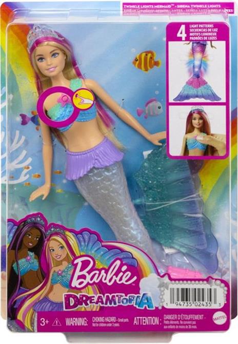 Barbie-Dreamtopia Sirena Luci Scintillanti Bambola Bionda con Coda che si Illumina MATTEL 