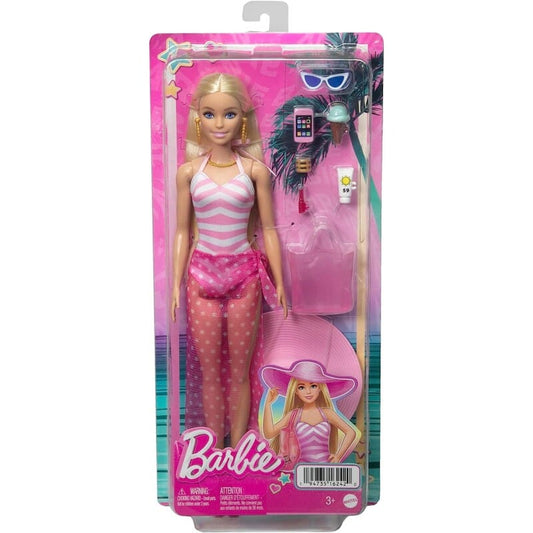 Barbie Movie - Barbie bambola bionda con costume da bagno rosa toysvaldichiana.it 