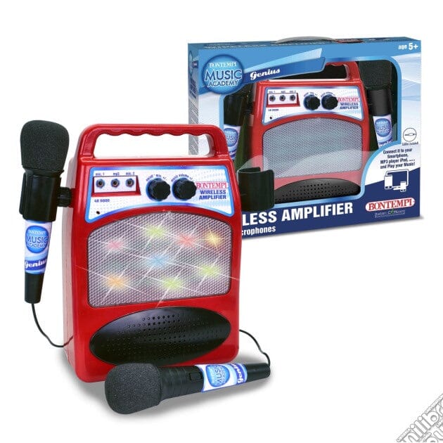 Bontempi 48 6000 - Amplificatore Wireless, 2 Microfono Con Effetto Eco, Connessione Wireless, Connessione Ad Un Lettore Mp3 - toysvaldichiana.it 