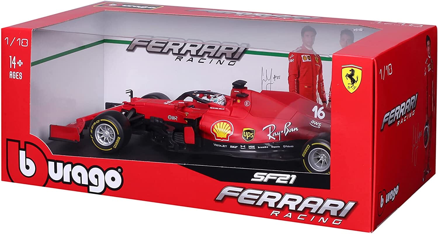 F1 Sf21 Leclerc Auto Scala 1:18 BURAGO toysvaldichiana.it 