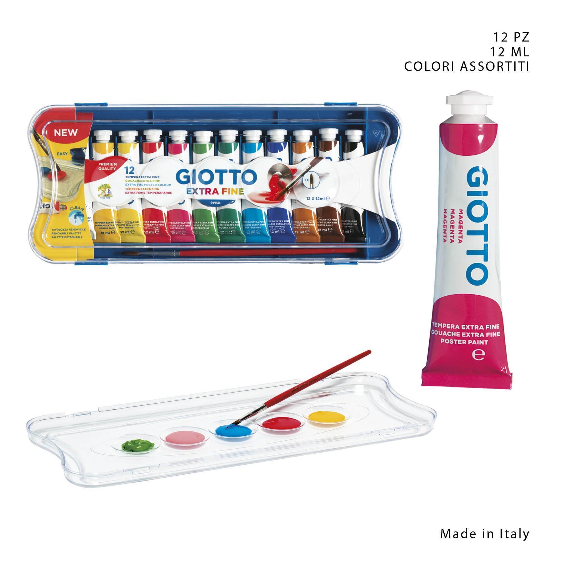 Giotto tempera 12ml 12pz colori assortiti toysvaldichiana.it 