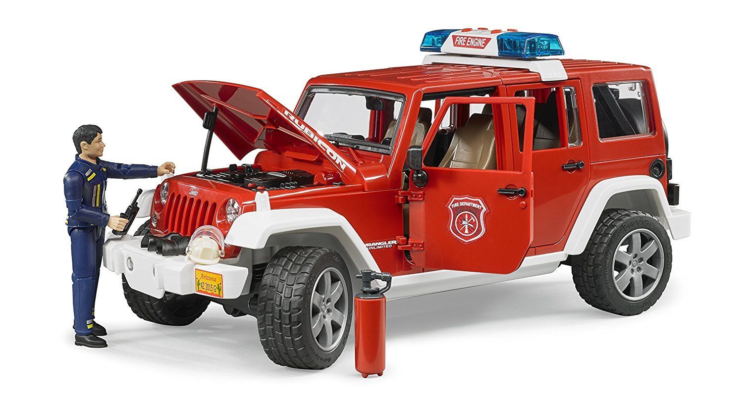 Jeep Wrangler Unlimited Rubicon Pompieri, luci e suono e pompiere - toysvaldichiana.it