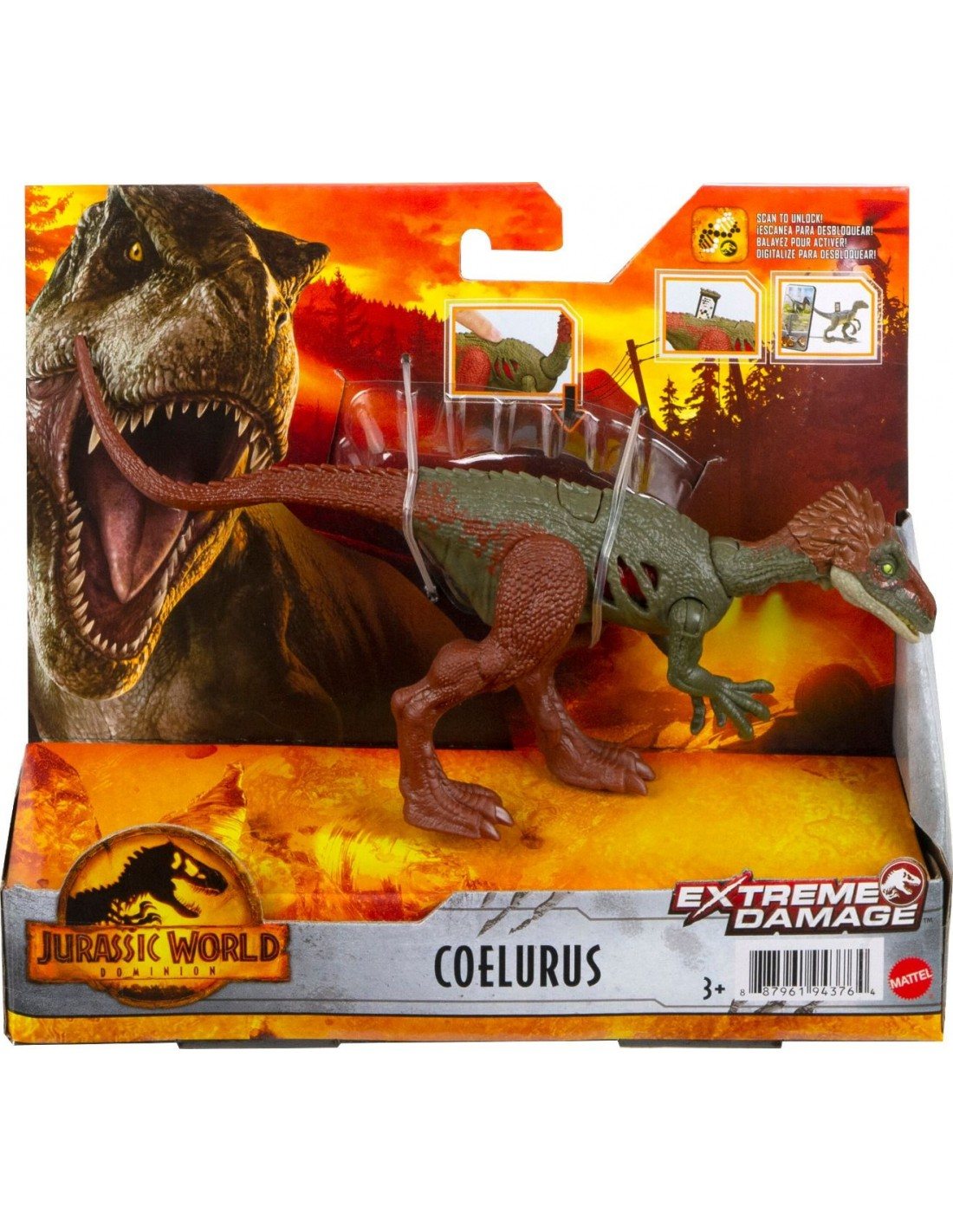 Jurassic World COELURUS EXTREME DAMAGE MATTEL 
