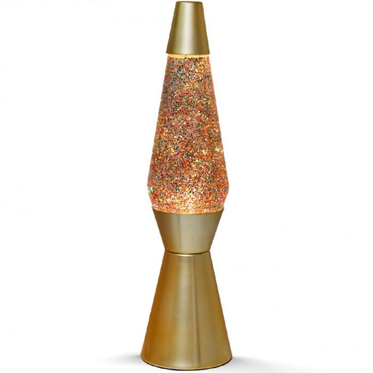 LAMPADA LAVA FLOW CM.40 Ø 9 BASE GOLD GLITTER LIQUIDO MULTICOLORE I-TOTAL toysvaldichiana.it 