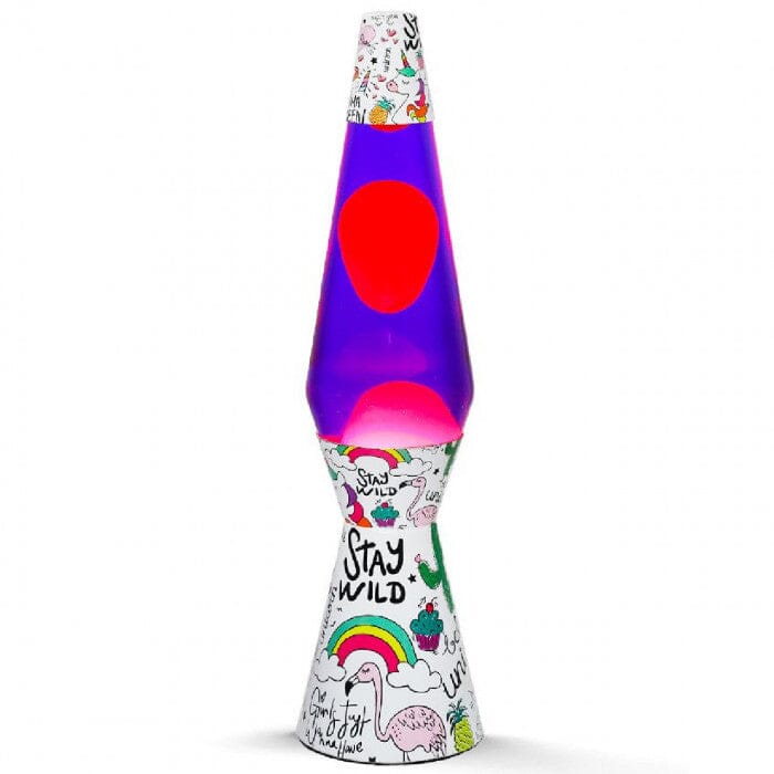 LAMPADA LAVA FLOW CM.40 Ø 9 BASE UNICORNO LIQUIDO VIOLA/ROSA -TOTAL toysvaldichiana.it 
