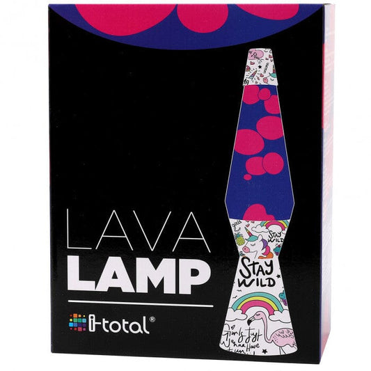 LAMPADA LAVA FLOW CM.40 Ø 9 BASE UNICORNO LIQUIDO VIOLA/ROSA -TOTAL toysvaldichiana.it 