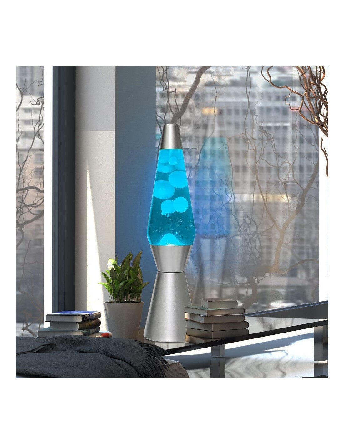 Lampada Lava Lamp 40 cm XL1764 Base Silver Magma Glitter Blu e Bianco Design toysvaldichiana.it 