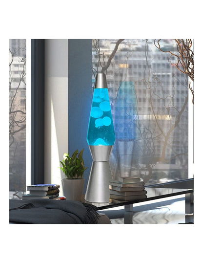 Lampada Lava Lamp 40 cm XL1764 Base Silver Magma Glitter Blu e Bianco Design toysvaldichiana.it 