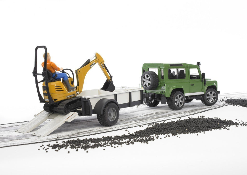 Land Rover Defender c/rim.trasp. JCB Micro escavatore con figura - toysvaldichiana.it