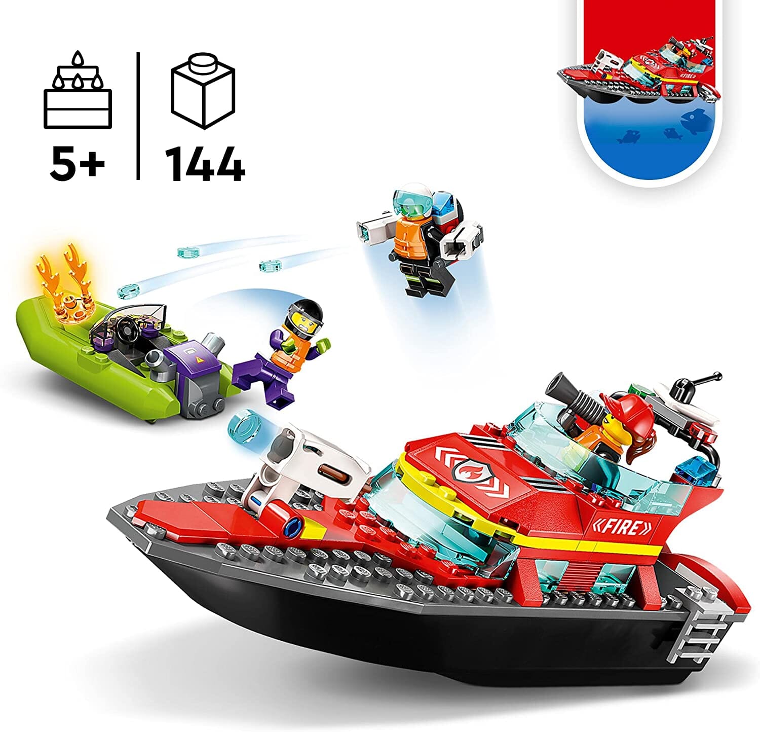 LEGO 60373 City Fire Barca di Soccorso Antincendio toysvaldichiana.it 