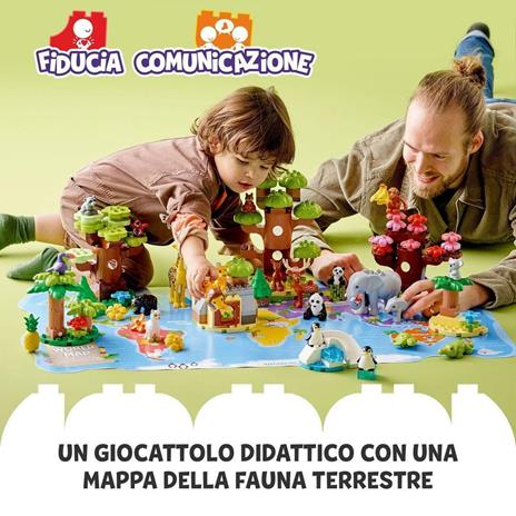 LEGO DUPLO 10975 Animali del Mondo, Tappetino da Gioco con Leone Giocattolo e Mattoncino con Suoni Giocattolo LEGO 