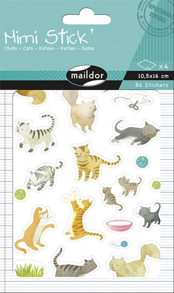 Mini Stick Chats Pacco 4 fogliAdesivi colorati - toysvaldichiana.it