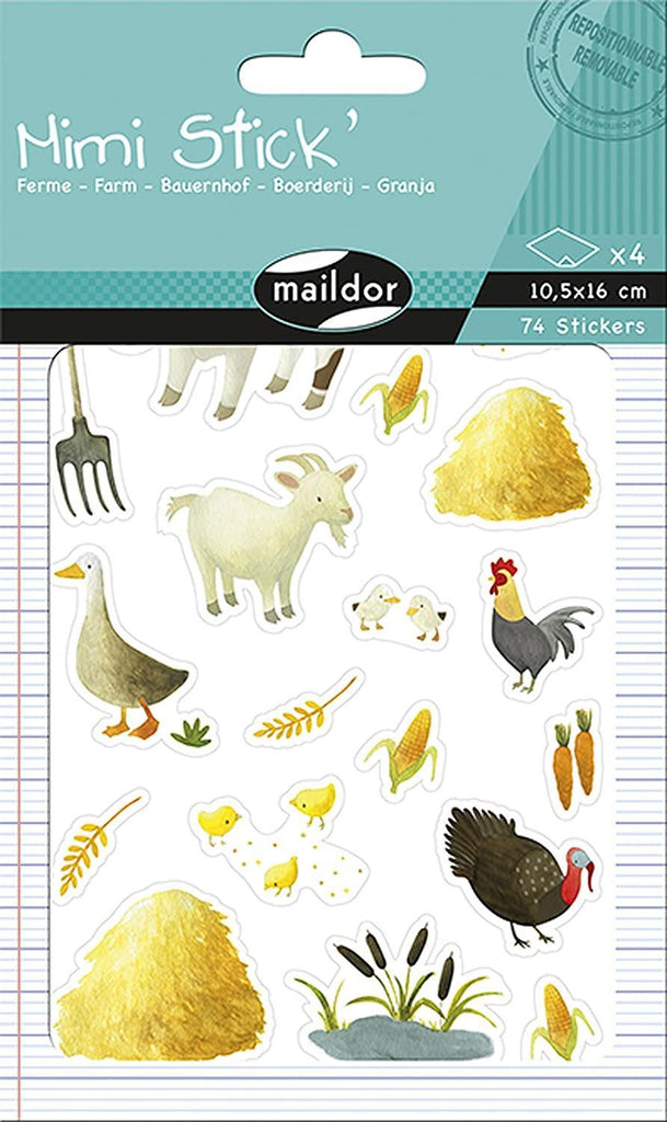 Mini Stick Ferme Pacco 4 fogliAdesivi colorati - toysvaldichiana.it