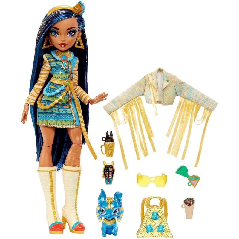 Monster High Cleo de Nile, Bambola con accessori e cagnolino MATTEL 