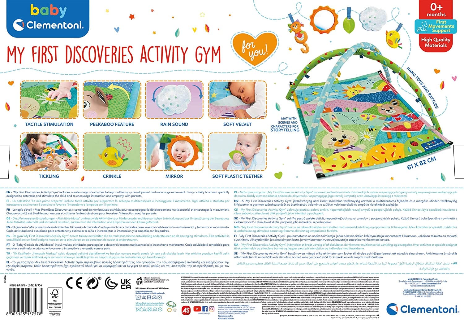 My First Discoveries Activity Gym-Palestrina Neonato Multifunzione CLEMENTONI toysvaldichiana.it 