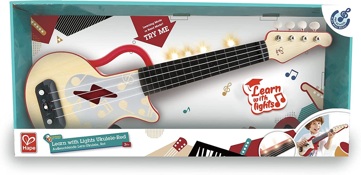Ukulele Rosso A Ritmo Di Luci Hape toysvaldichiana.it 
