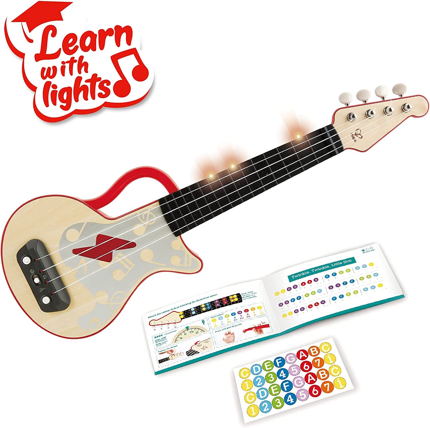 Ukulele Rosso A Ritmo Di Luci Hape toysvaldichiana.it 