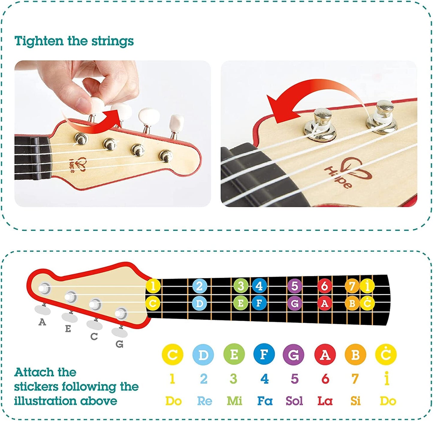 Ukulele Rosso A Ritmo Di Luci Hape toysvaldichiana.it 