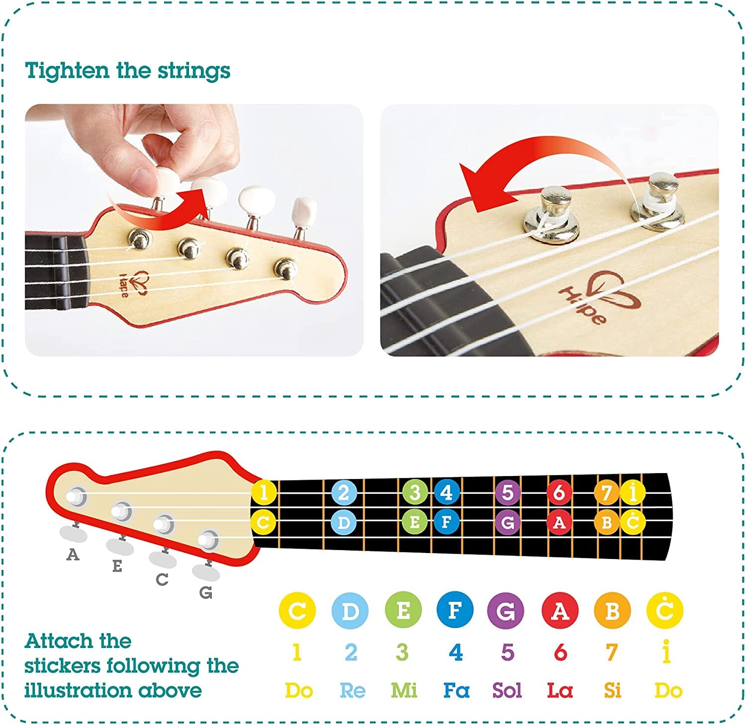 Ukulele Rosso A Ritmo Di Luci Hape toysvaldichiana.it 