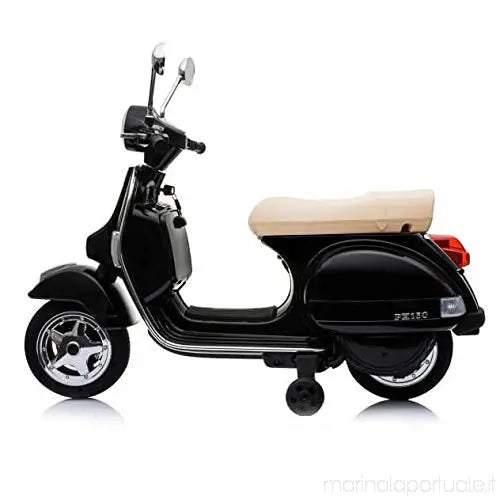 VESPA PX 150 PIAGGIO NERA 12V SUONI, LED, SED. PELLE, RUOTE EVA toysvaldichianasrl 